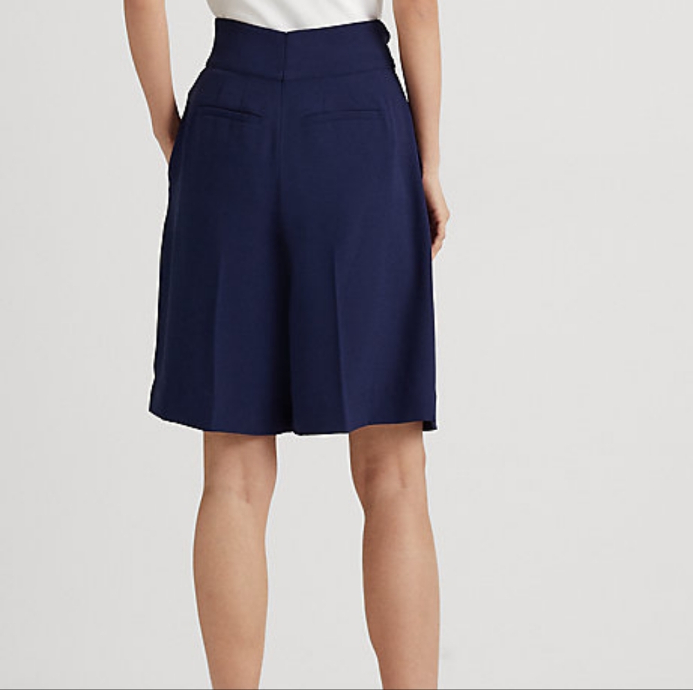 Women’s Navy Tie-Waist Shorts - Picture 3 of 16